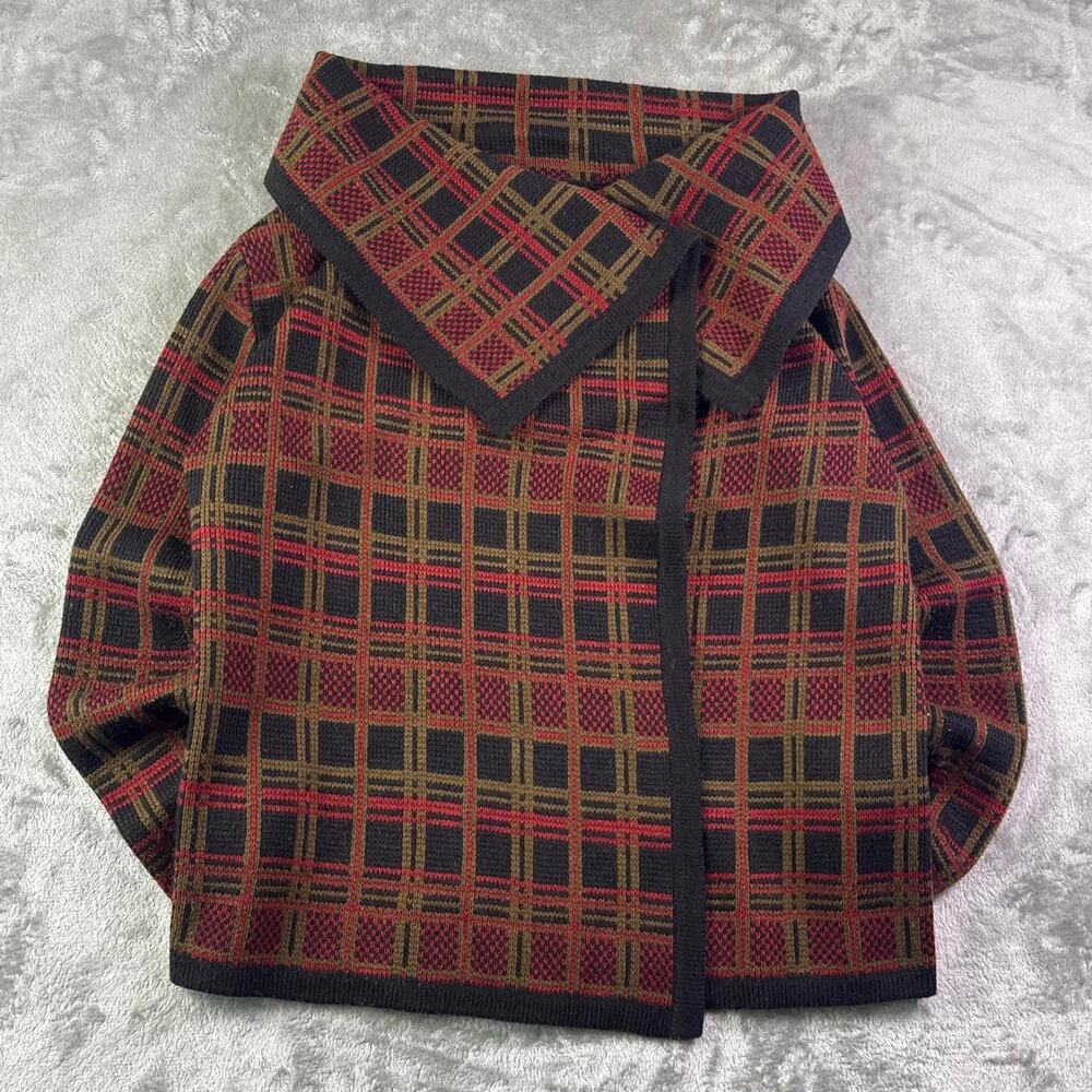 Moon Collection Los Angeles Plaid Open Front Cardigan Sweater Women’s Small